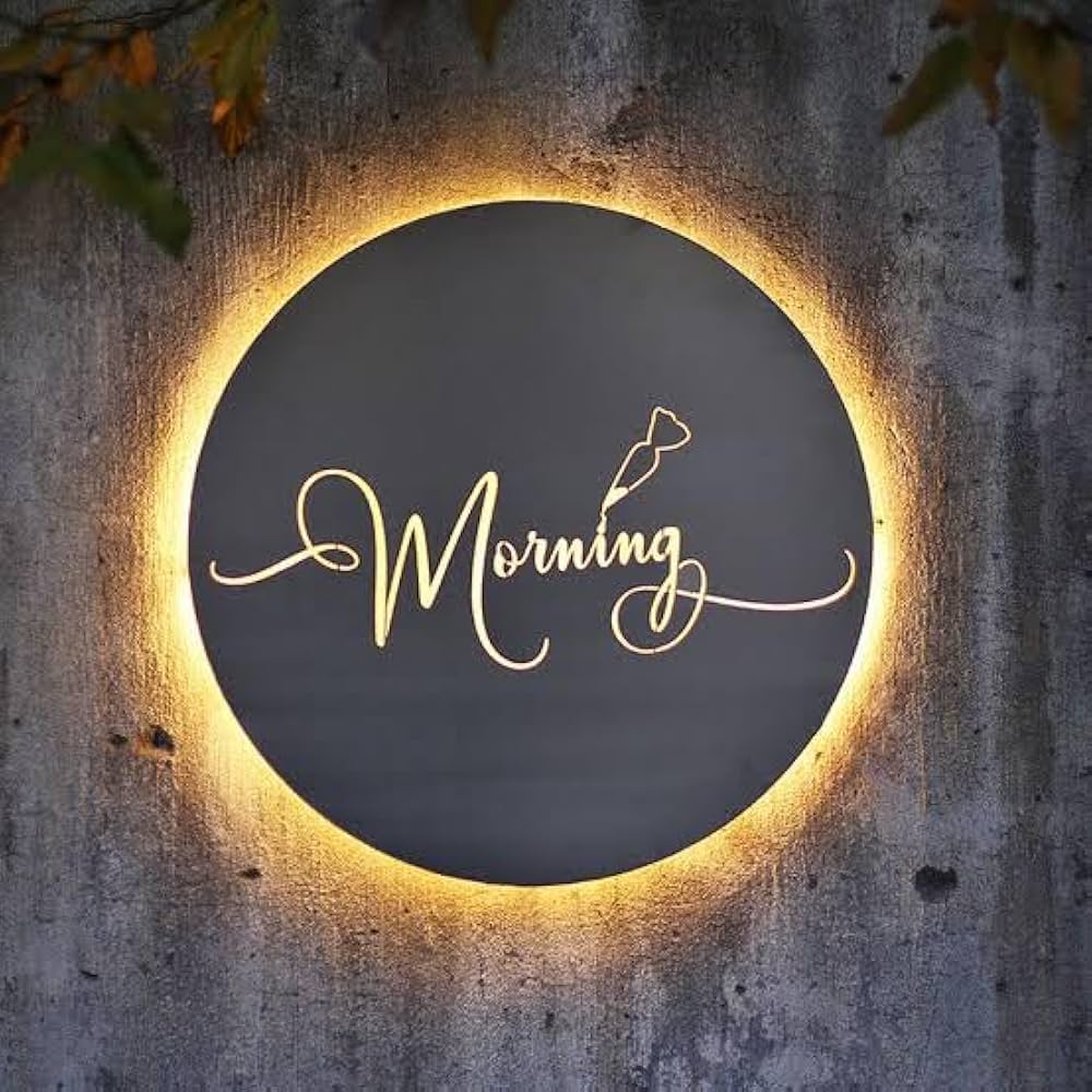 Backlit Acrylic Sign Board – “Morning” 9x9 Inch Design @₹1200/-