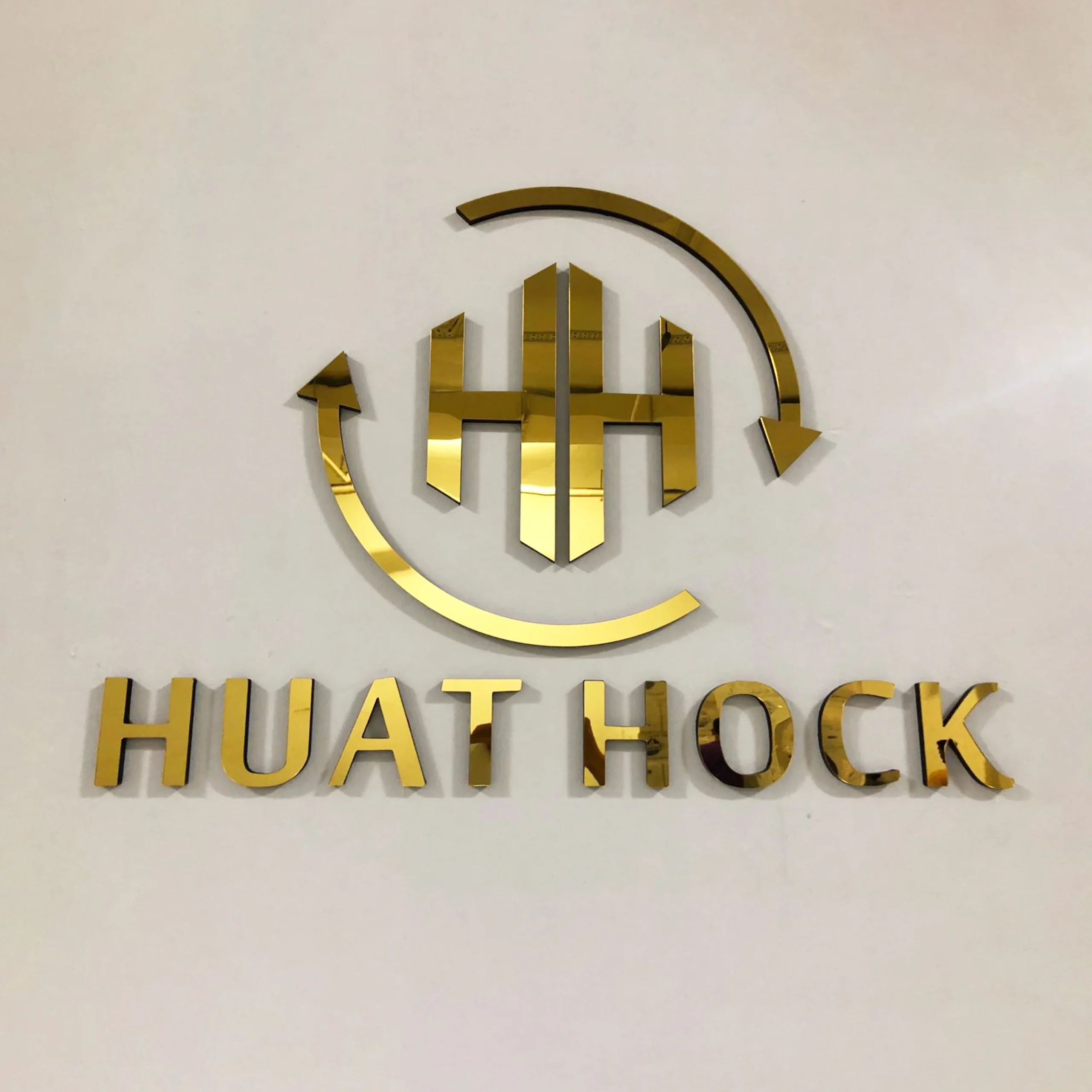 Premium Mirror‑Gold Acrylic Signage – “HUAT HOCK” Design @₹2999/-
