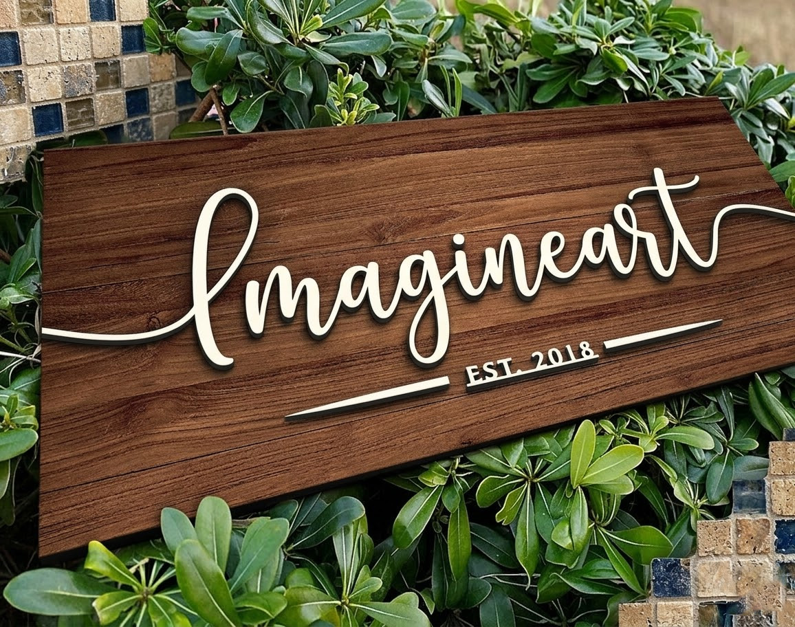 Name plate for home entrance | Door name plates | Wood Personalized Name Plate with 3D Letters | 15X30 cm | Diwali gifts